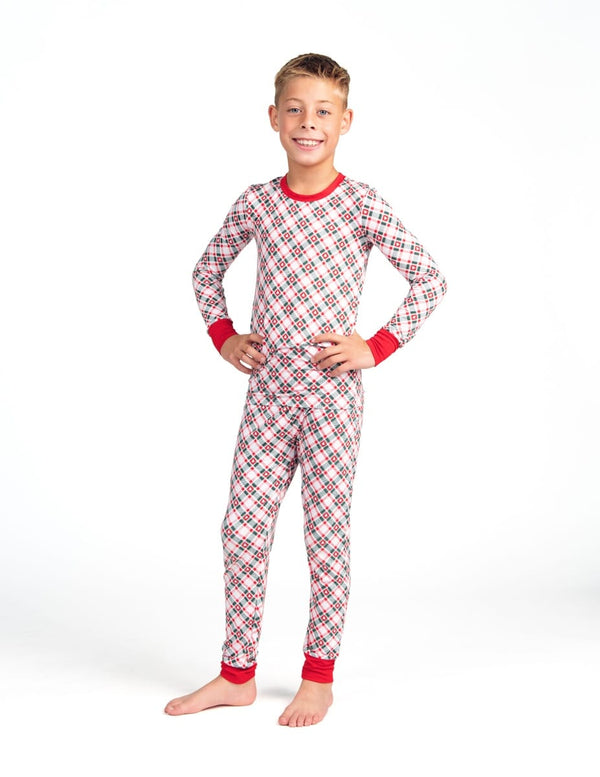 Snug-Fitting  Tween Matching Set - Tree Plaid