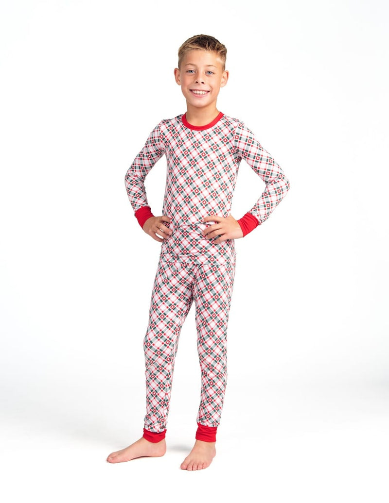 Snug-Fitting  Tween Matching Set - Tree Plaid