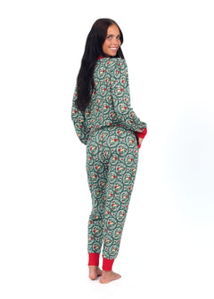 Women's Bamboo Pullover Set - Green Reindeer