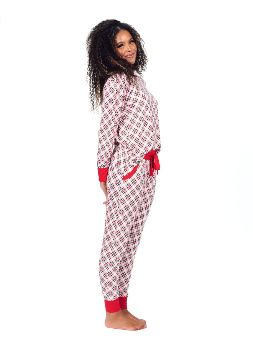 Women's Bamboo Pullover Set - Tree Plaid