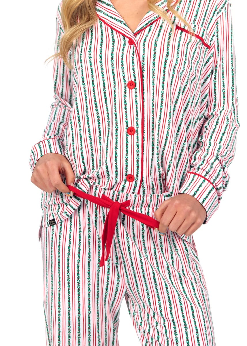 Women's Button Up Pant Set - Holly Stripe