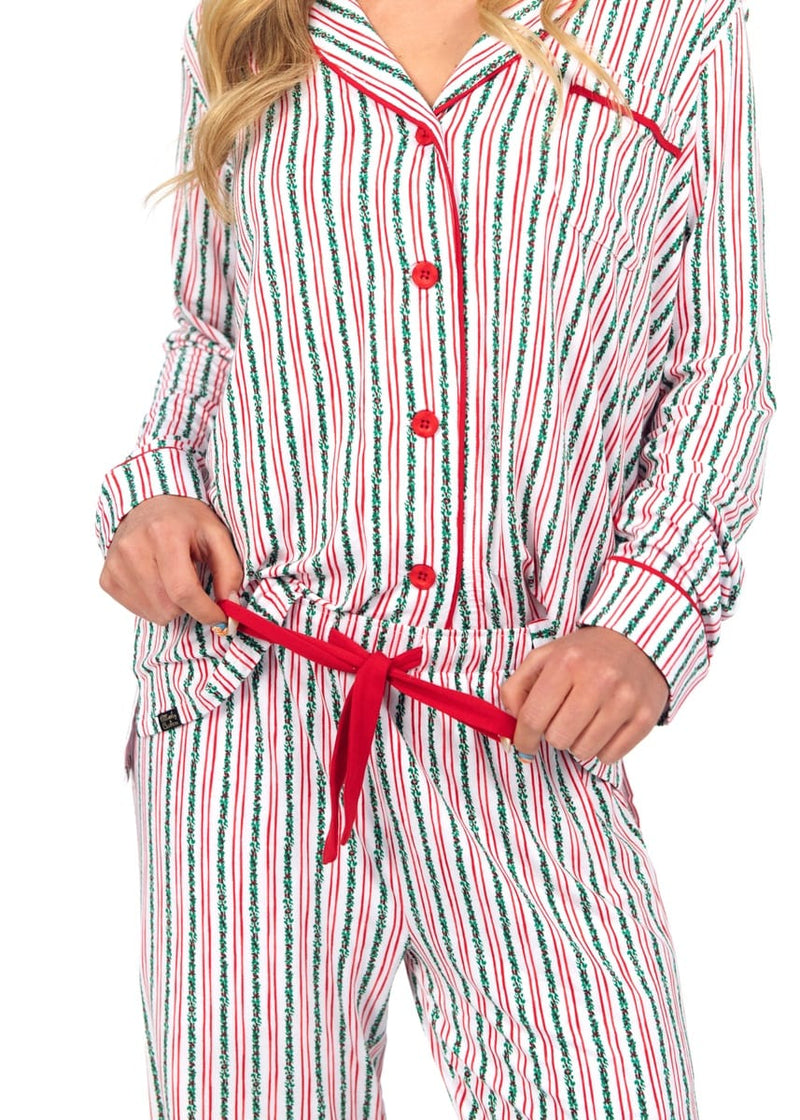 Women's Button Up Pant Set - Holly Stripe