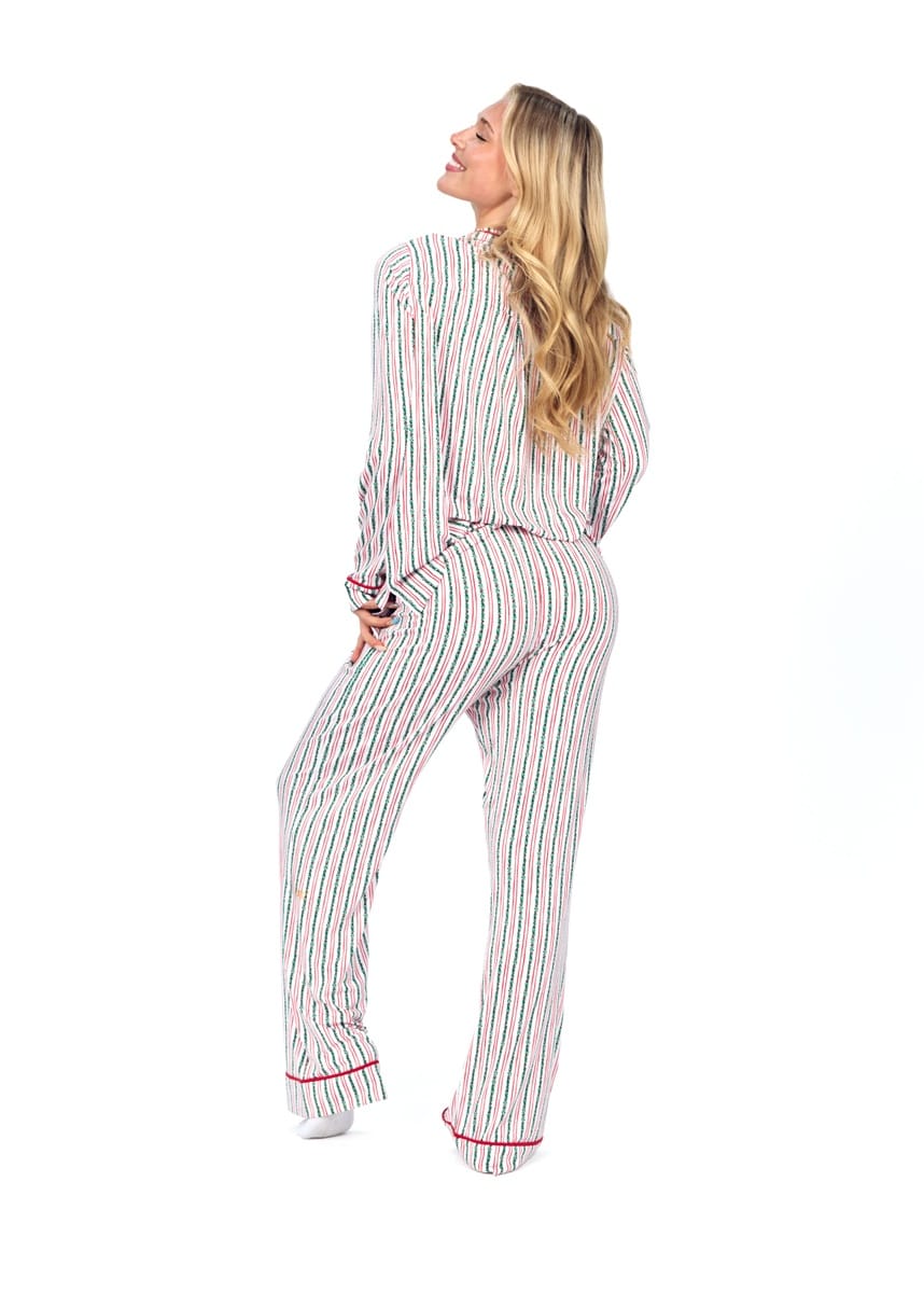 Women's Button Up Pant Set - Holly Stripe