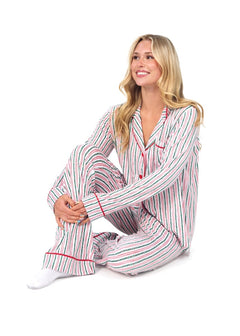 Women's Button Up Pant Set - Holly Stripe