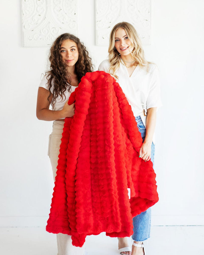 Ripple Red Plush Blanket Minky Couture