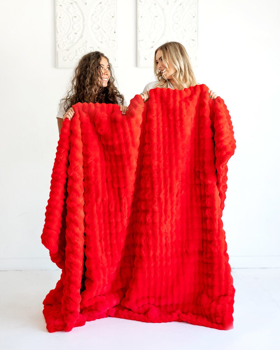 Ripple Red Plush Blanket Minky Couture