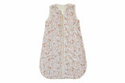 Dainty Floral Wearable Minky Blanket featuring soft pink and blue flowers with a gold zipper.