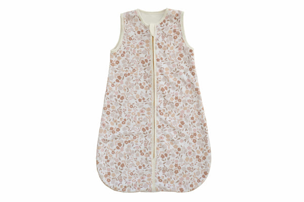 Dainty Floral Wearable Minky Blanket featuring soft pink and blue flowers with a gold zipper.