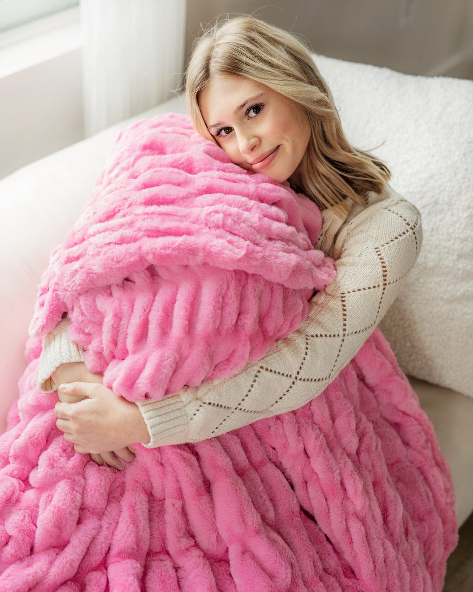 Hugs Pink Plush Blanket Minky Couture - Main Image