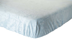 Cozy light blue By the Sea Minky Crib Sheet designed for standard crib mattresses.