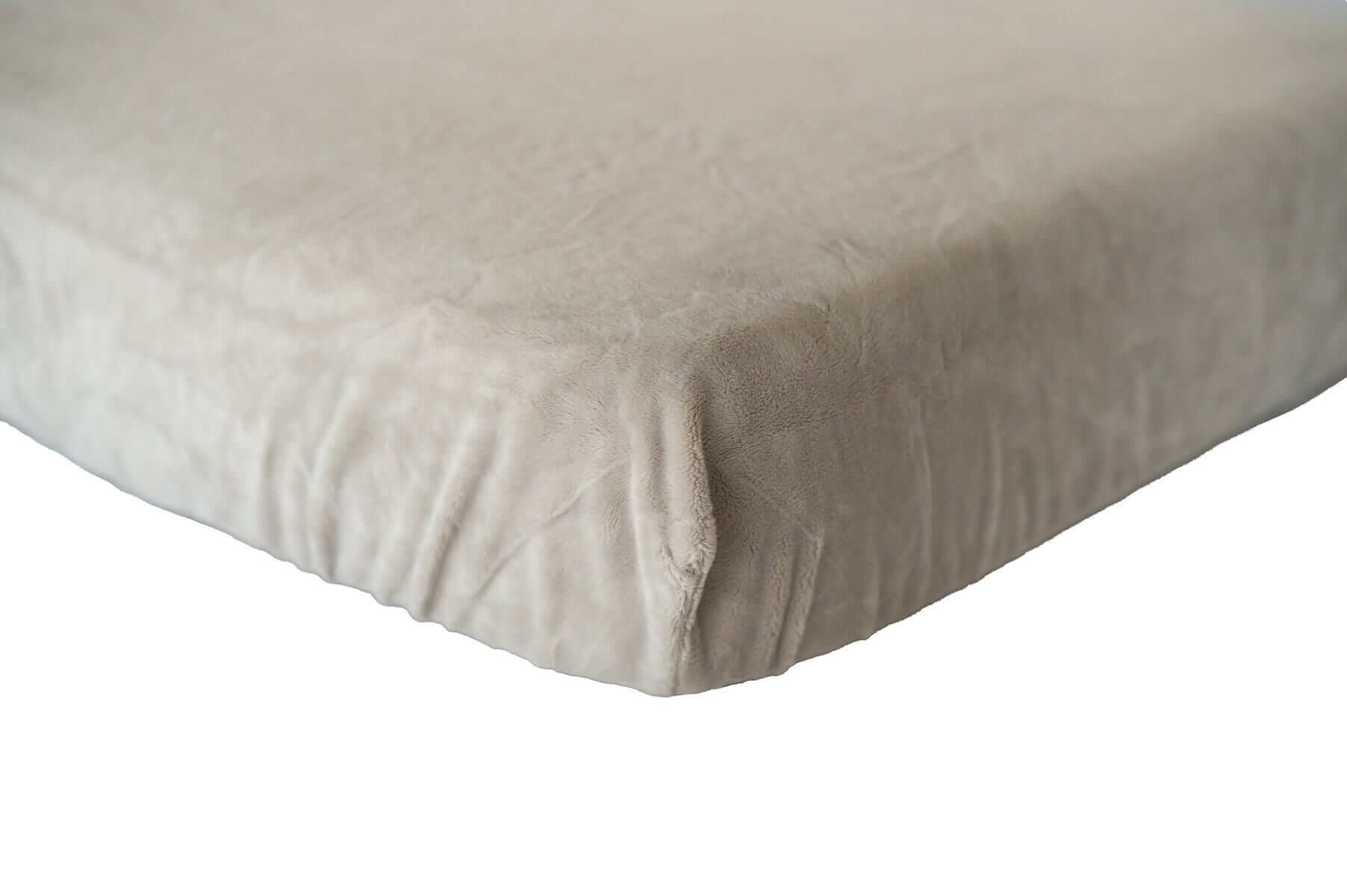 Tranquil Dove Minky Crib Sheet designed for standard crib mattresses.