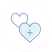 Graphic of two hearts representing the Add On Donation feature for MINKY COUTURE.