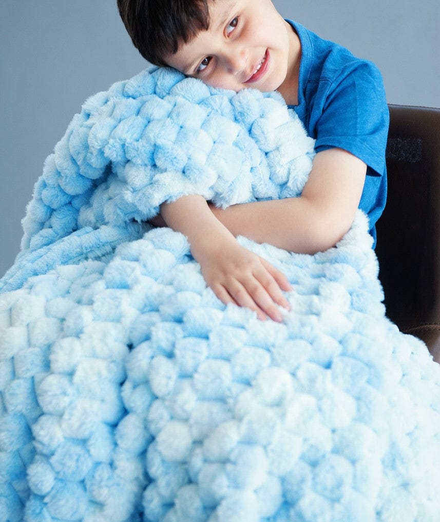Belgian Waffle Light Blue Plush Blanket Minky Couture